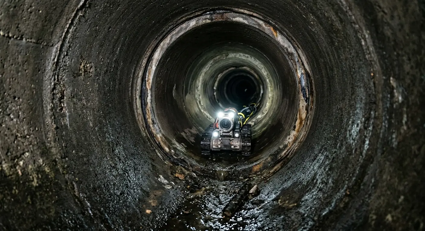 Robotic sewer camera inspecting pipe interior for Drain Snake Service in Ripley